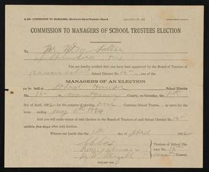 Primary view of object titled '[Montgomery County School District 15 Election Manager Appointment of W. M. Sallee]'.