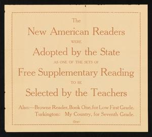Primary view of object titled '[Advertisement for the New American Readers Series]'.