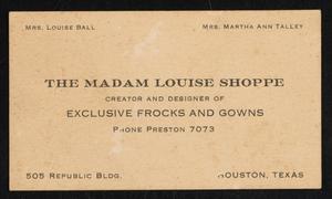 Primary view of object titled '[Madame Louise Shoppe Business Card]'.
