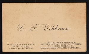 [D. F. Gibbons' Business Card]