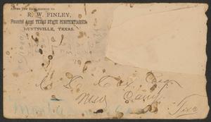 [Envelope from R. W. Finley to C. C. Cox, November 18, 1894]