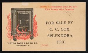 Primary view of object titled '[Victor Safe and Lock Company, C. C. Cox Business Card]'.