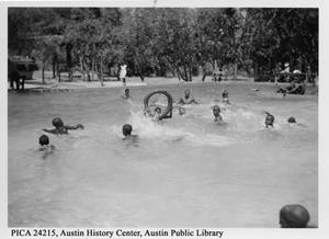 Primary view of object titled '[Children swimming at Rosewood Park]'.