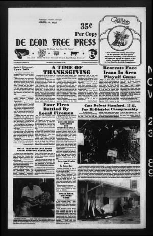 Primary view of object titled 'De Leon Free Press (De Leon, Tex.), Vol. 102, No. 26, Ed. 1 Thursday, November 23, 1989'.