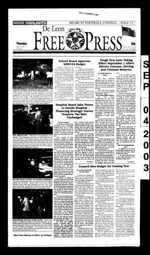 De Leon Free Press (De Leon, Tex.), Vol. 114, No. 10, Ed. 1 Thursday, September 4, 2003