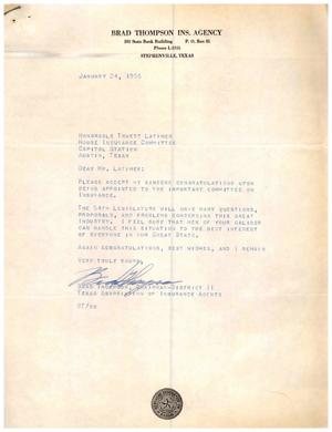 [Letter from Brad Thompson to Truett Latimer, January 24, 1955]