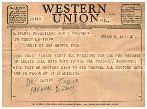 [Letter from Floyd Taylor to Truett Latimer, April 5, 1955]