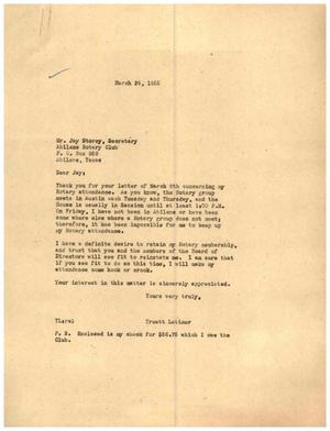 [Letter from Truett Latimer to Jay Storey, March 24, 1955]