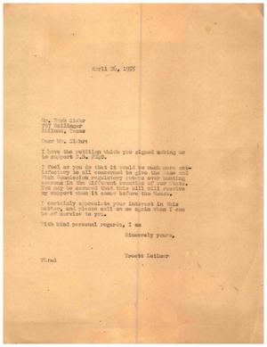 [Letter from Truett Latimer to Ross Zichr, April 26, 1955]