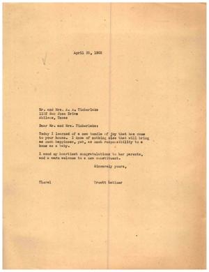 [Letter from Truett Latimer to Mr. and Mrs. A. A. Timberlake, April 25, 1955]