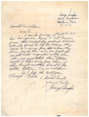 [Letter from George Snopka to Truett Latimer, April 11, 1955]