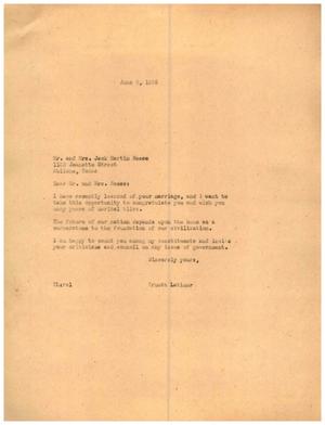 [Letter from Truett Latimer to Mr. and Mrs. Jack Martin Reese, June 6, 1955]