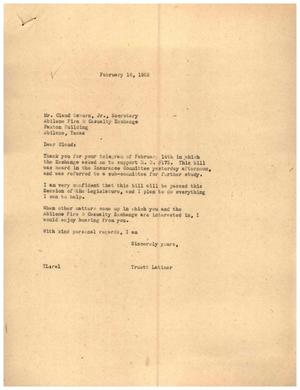 [Letter from Truett Latimer to Claud Osborn, Jr., February 16, 1955]