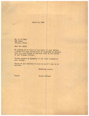 [Letter from Truett Latimer to J. W. Self, April 12, 1955]
