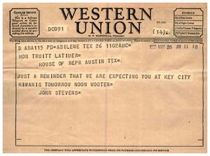 [Letter from John Stevens to Truett Latimer, May 26, 1955]