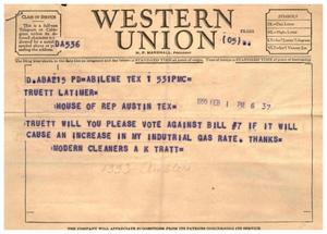 [Letter from A. K. Tratt to Truett Latimer, February 1, 1955]