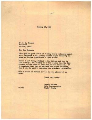 [Letter from Truett Latimer to H. L. Skinner, January 12, 1955]