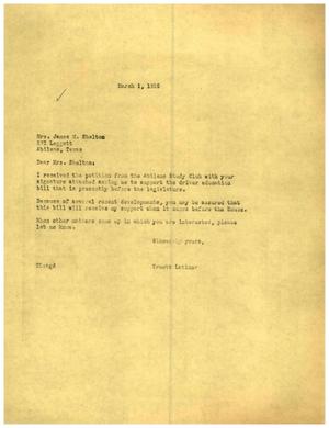 [Letter from Truett Latimer to Mrs. James M. Shelton, March 1, 1955]
