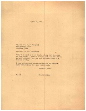 [Letter from Truett Latimer to Mr. and Mrs. J. D. Sheppard, April 16, 1955]
