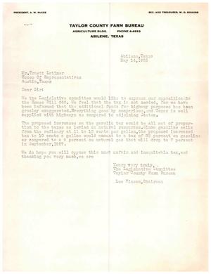 [Letter from Lee Vinson to Truett Latimer, May 14, 1955]