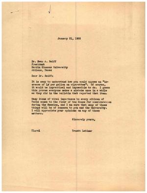 [Letter from Truett Latimer to Evan A. Reiff, January 31, 1955]