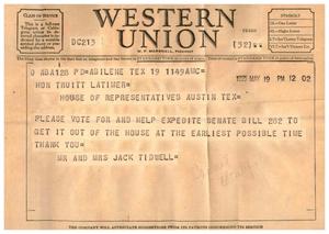 [Letter from Mr. and Mrs. Jack Tidwell to Truett Latimer, May 19, 1955]