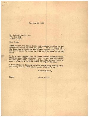 [Letter from Truett Latimer to Frank W. Meyers, Jr., February 24, 1955]