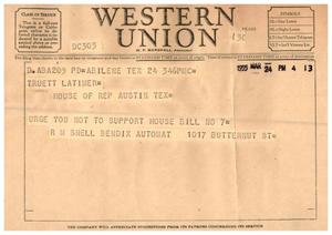 [Telegram from R. M. Snell, March 24, 1955]