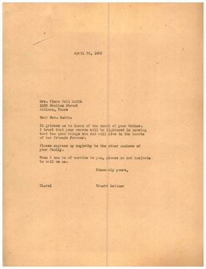 [Letter from Truett Latimer to Mrs. Flora Bell Smith, April 26, 1955]