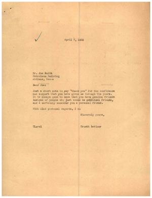 [Letter from Truett Latimer to Joe Smith, April 7, 1955]