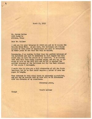 [Letter from Truett Latimer to George Sallee, March 23 ,1955]