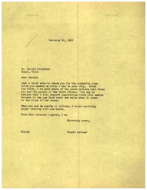 [Letter from Truett Latimer to Harold Shoulders, February 28, 1955]