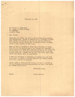 [Letter from Truett Latimer to Curtis B. Richardson, February 11, 1955]