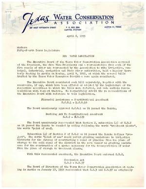 Primary view of object titled '[Letter from J. E. Sturrock to the Texas Legislature, April 6, 1955]'.