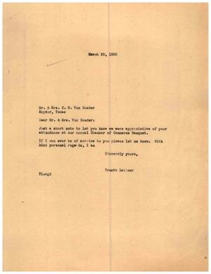 [Letter from Truett Latimer to Mr. and Mrs. C. N. Von Roeder, March 29, 1955]