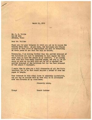 [Letter from Truett Latimer to O. R. Tullis, March 23, 1955]