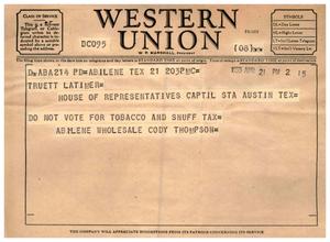 [Letter from Cody Thompson to Truett Latimer, April 21, 1955]