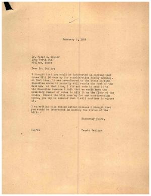 [Letter from Truett Latimer to Dr. Floyd D. Taylor, February 9, 1955]