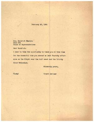 [Letter from Truett Latimer to Barefoot Sanders, February 23, 1955]