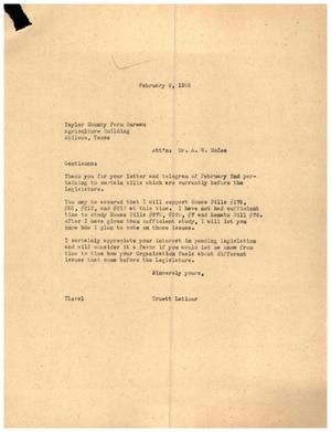 [Letter from Truett Latimer to Taylor County Farm Bureau, February 9, 1955]