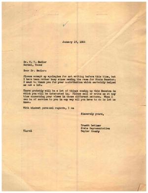 [Letter from Truett Latimer to Dr. W. T. Sadler, January 17, 1955]