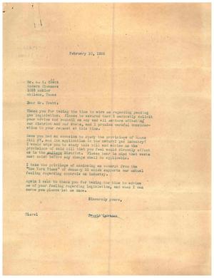 [Letter from Truett Latimer to A. K. Tratt, February 10, 1955]