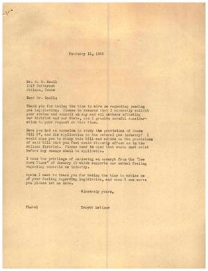 [Letter from Truett Latimer to R. M. Snell, February 11, 1955]