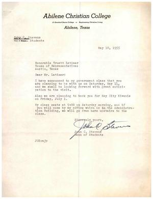[Letter from John C. Stevens to Truett Latimer, May 10, 1955]