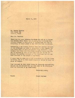 [Letter from Truett Latimer to Denver Thorton, March 24, 1955]