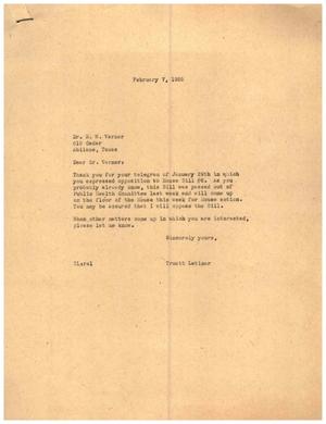 [Letter from Truett Latimer to Dr. R. W. Varner, February 7, 1955]