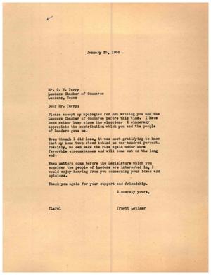 [Letter from Truett Latimer to C. W. Terry, January 25, 1955]