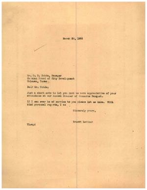 [Letter from Truett Latimer to O. H. Rohde, March 29, 1955]