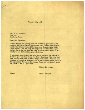[Letter from Truett Latimer to C. A. Thornton, February 23, 1955]