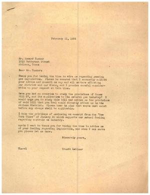 [Letter from Truett Latimer to Howard Tucker, February 11, 1955]